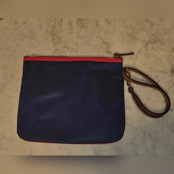 Dooney & Bourke Red Nylon Pouchette Small Handbag Shoulder Leather Trim EUC - Picture 2 of 7